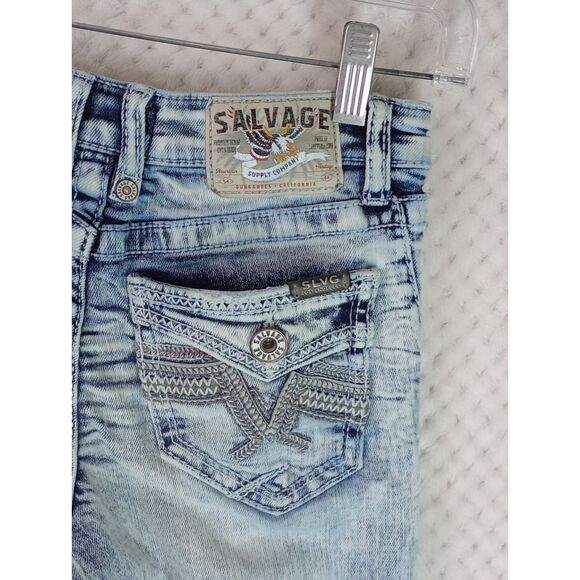 Salvage Chaos Boot Regular Fit Boys 12 Tall Destructed Denim Jeans - Picture 11 of 15